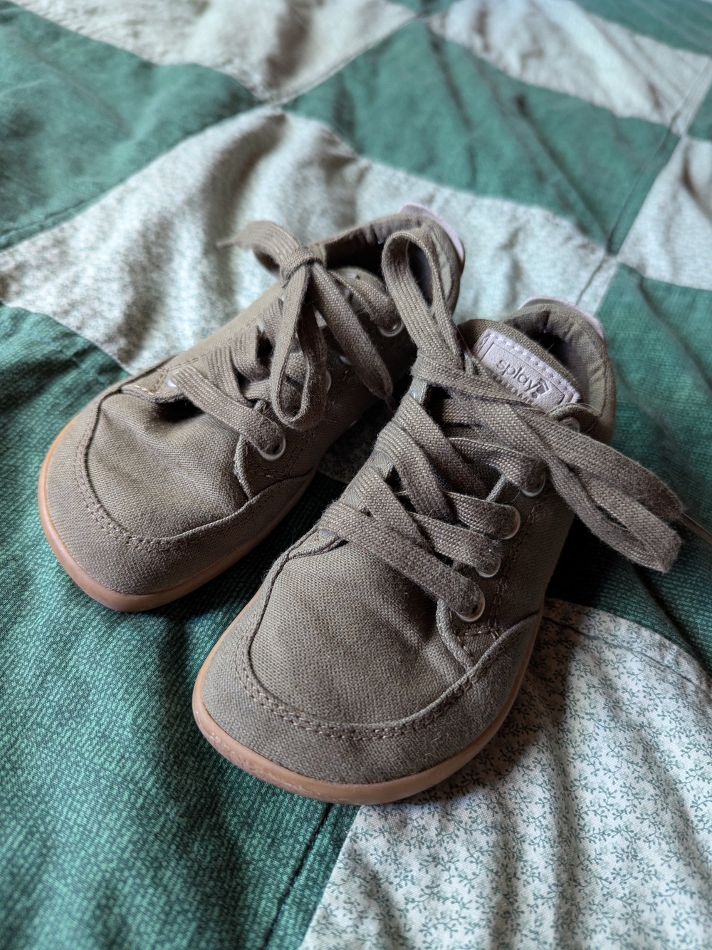 Kids Canvas Lace-Up Sneakers in Brown Splay freestyle